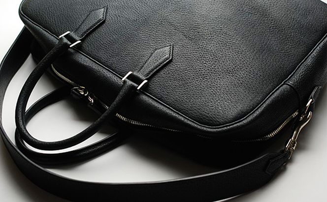 【GOMYO　LEATHER】猪革　ビジネスバック（黒） ファッション カバン バッグ 
