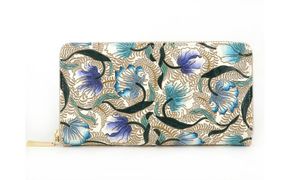 財布 大容量 ぐるっとファスナーの長財布 ノースガーデン ターコイズ 文庫屋大関 お財布 サイフ 長財布 ウォレット レディース ファスナー 民芸品 革 革小物 文庫革 本革 財布革 日本製 東京 東京都 墨田区　お届け：発送可能時期より順次配送