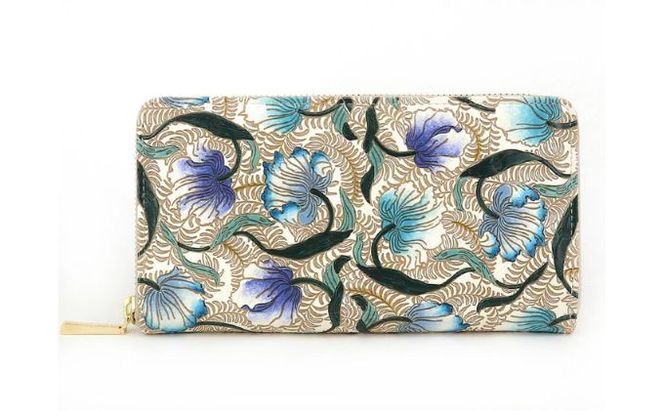 財布 大容量 ぐるっとファスナーの長財布 ノースガーデン ターコイズ 文庫屋大関 お財布 サイフ 長財布 ウォレット レディース ファスナー 民芸品 革 革小物 文庫革 本革 財布革 日本製 東京 東京都 墨田区　お届け：発送可能時期より順次配送