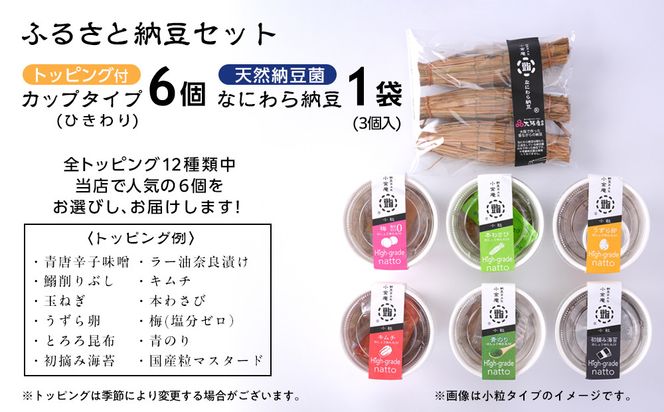 ふるさと納豆　カップタイプ6個となにわら納豆　ひきわりセット(カップ納豆6個+他1品）＜納豆BAR小金庵＞ 272183_BR32VC03