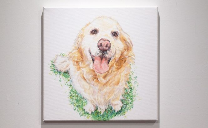 油絵で大切なペットを描きます（53×46cm・背景無地）