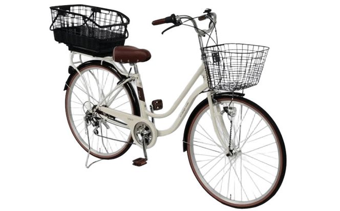099X377-1 a.n.designworks/ STYLE KIX FAMILY276 リアバスケット付 ベージュ【27型 自転車 完成品 組み立て不要 アウトドア サイクリング じてんしゃ 通勤 通学 新生活】