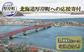 【5月1日以降寄付額改定↑】北海道厚岸町 寄附のみの応援受付 3,000円コース（返礼品なし 寄附のみ 3000円） 支援 自治体支援 