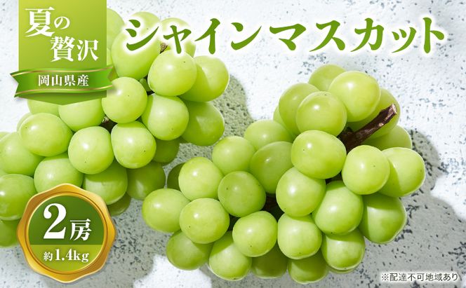 【2026年先行予約】 ぶどう 夏の贅沢 シャインマスカット 2房(1.4kg以上：1房700g以上×2箱）【7月10日から7月30日までに発送】 葡萄 ブドウ 岡山県産 フルーツ 果物 数量限定 期間限定 岡山 里庄町 