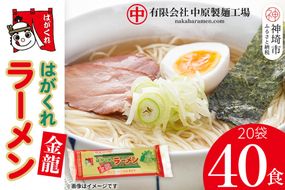 はがくれラーメン「金龍」 2食×20袋入り【麺 調味油 お歳暮 お中元 スープ 棒ラーメン 夜食 間食 土産 冬 のり付き ノンフライ チキンスープ スパイシー】(H045102)