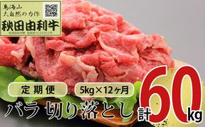 《定期便》12ヶ月連続 秋田由利牛 バラ切り落とし 5kg（1kg×5パック）