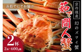 【幻のズワイ蟹】　　京丹後産　茹で間人蟹（中）　鮮度抜群、浜茹でにてお届け！！ 600g級×2杯　YK00091