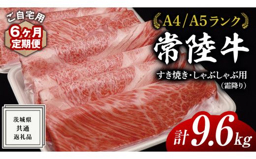 【 6ヶ月 定期便 】『 常陸牛 』 ご自宅用 すき焼き しゃぶしゃぶ用 ( 霜降 ) 1.6kg 肩 ･ 肩ロース ･ ロース ( 茨城県共通返礼品 ) 黒毛和牛 和牛 国産牛 霜降り肉 訳あり わけあり ご家庭用 国産 霜降り お肉 肉 すきやき A4ランク A5ランク ブランド牛  自宅用 簡易包装 ご家庭用 家庭用 6回定期 [BM114us]