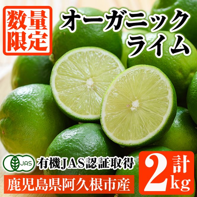 数量限定！有機JAS オーガニックライム(計2kg) 国産 果実 果物 フルーツ 柑橘 デザート 期間限定 有機栽培 健康志向【中村農場】akn084-06