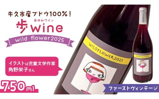 歩wine wild flower2025 ( 750ml ) 日本ワイン 牛久市 ブドウ 自然派ワイン 無濾過 ファーストヴィンテージ マスカット・ベーリーA ビジュノワール メルロー バルベーラ ワイン 酒 赤ワイン わいん