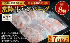 【常陸牛100%】ハンバーグ8個（ソース付）（茨城県共通返礼品）