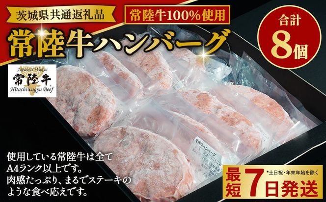 【常陸牛100%】ハンバーグ8個（ソース付）（茨城県共通返礼品）