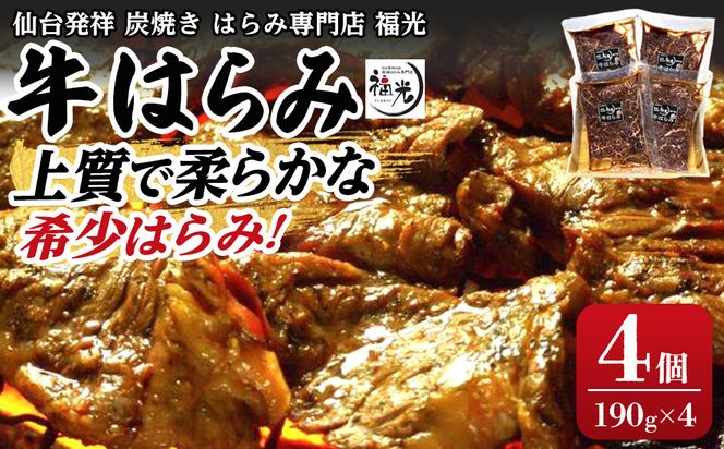 仙台発祥炭焼きはらみ専門店　福光の牛はらみ190g×4個　【お肉 牛肉 上質 希少柔らか お肉 にく 食品 仙台  ギフト】 041009_CF005
