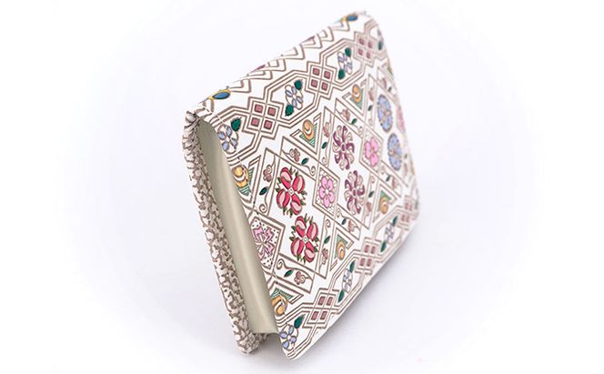 【文庫屋大関】箱まち小銭入れ　花菱【皮革工芸品】 ファッション小物 財布 民芸品 