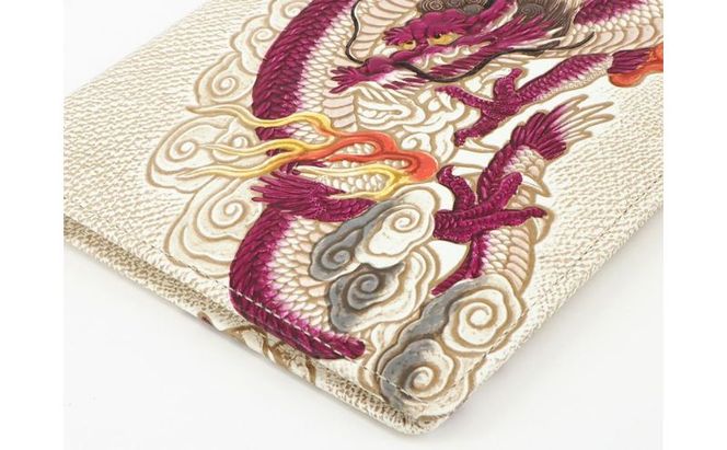 【文庫屋大関】パーソナルホルダー　龍神＜ワイン＞【皮革工芸品】 雑貨 日用品 ブックカバー パスポートケース 貴重品入れ マルチケース シンプル 和風 革小物 