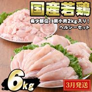 【0124806a-2603】＜2026年3月発送予定＞国産若鶏肉ヘルシーセット(合計6kg・ムネ、ささみ、肩小肉) 鶏肉 鳥肉 とり肉 むね肉 おかず 小分け 国産【エビス】