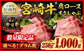 牛肉 ※発送月・グラム数が選べる※ ※数量限定※ 宮崎牛 肩ロース すきしゃぶ 250g～1000g 【 国産 宮崎県産 数量限定 すき焼き スキヤキ しゃぶしゃぶ スライス A5ランク牛肉 A4ランク牛肉  4等級 5等級 】 ☆ [C00625-26 C00656-59 C00682]