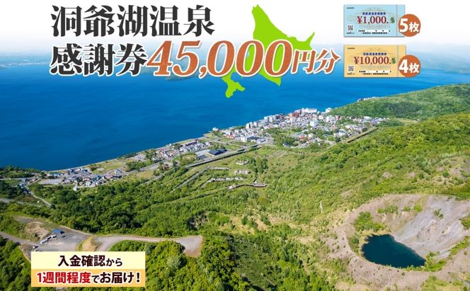 洞爺湖温泉感謝券 45000円 分 金券 クーポン 洞爺湖 湖 温泉 リゾート 有珠山 火山 自然 花火 イルミネーション 旅行 観光 宿泊 施設 北海道 