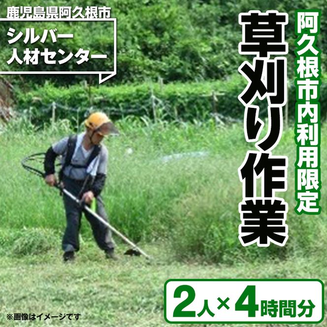 ＜鹿児島県阿久根市内利用限定＞草刈り作業(2人×4時間分) 鹿児島 阿久根 草刈り 草刈 除草 空地 空き家 管理 お手入れ 代行 サービス【シルバー人材センター】akn013-18
