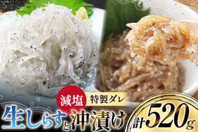 生しらす 160ｇｘ2パック と沖漬け 100g ✕ 2パック 計520g 食べ比べ 小分け セット [丸三水産 静岡県 吉田町 22424697] しらす シラス 冷凍 海鮮 ご飯のお供