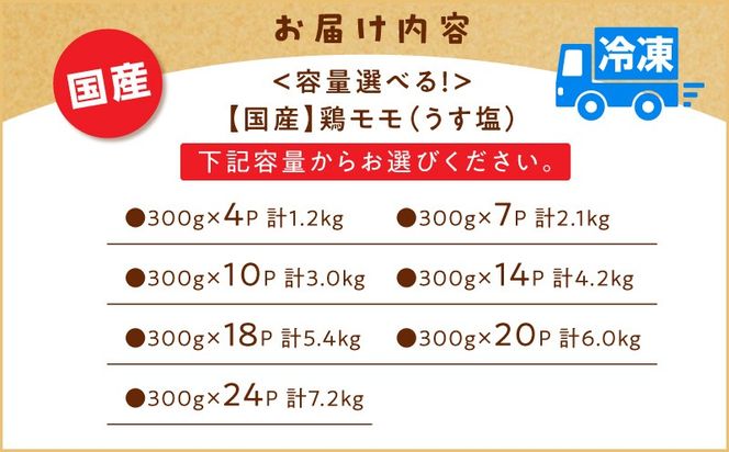 ＜選べる容量＞【国産】鶏モモ（うす塩）　K025-012
