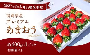 あまおう 【2027年2月上旬より順次発送】化粧箱入り プレミアムあまおう 約400g×1パック 【ギフト・お祝い・贈答用】 イチゴ 苺 いちご 果物 福岡県産 ※配送不可:離島