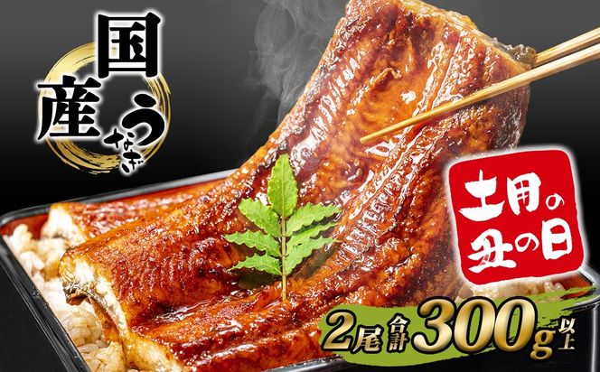 K2390 国産 うなぎ 蒲焼き 境町秘伝のタレ 4度焼きあげ 2尾 計300g以上 簡易包装 タレ 山椒 付き