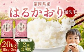 【 2ヶ月毎2回定期便 】 【 無洗米 】 はるかおり 10kg （ 5kg × 2袋 ） 計20kg お米 米 こめ コメ 白米 白飯 飯 ご飯 おにぎり 和食 国産 福岡県産 定期 定期配送