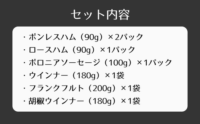 【仙石ハム伊賀屋】ハムとソーセージたっぷり6種詰め合わせ｜京都 ギフト 厳選したお肉［ 国産豚肉のみ使用 こだわりの素材 手仕込み お中元 お歳暮にも 人気 おすすめ お取り寄せ 通販 送料無料 ふるさと納税 ］ 261009_B-NW03