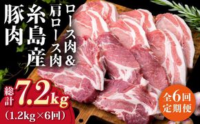 【全6回定期便】糸島産豚ロース肉6枚 肩ロースカツ5枚 合計11枚セット《糸島》【糸島ミートデリ工房】 [ACA230]