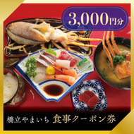 橋立やまいち 食事クーポン券 3,000円分 海鮮 鮮魚 魚料理 レストラン 食事処 ランチ 京都　宮津市 myz00 myz11 myz15