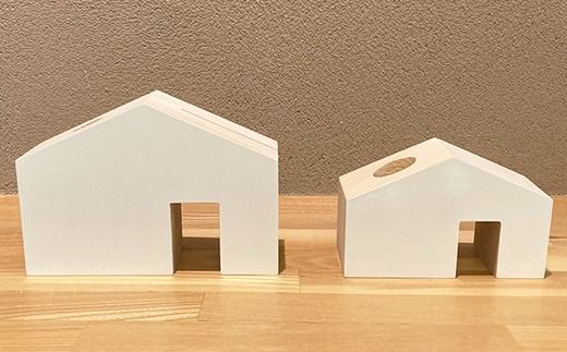 ヒノキ無垢材のおうち型のペン立て大・小2個セット ｜ インテリア 小物 小物入れ 文房具 ペンスタンド ペンホルダー 卓上 ボックス デスク収納 収納ボックス 印鑑立て メモ挿し オフィス 玄関 おしゃれ  かわいい デザイン 檜 ひのき 素材