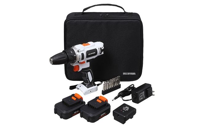 充電式ドライバドリル JCD28-C アイリスオーヤマ 電動工具 DIY 軽量 ハイパワー 初心者 スピード 調整機能 低速 高速 2段階 切り替え クラッチ 13段階 トルク LEDライト バッテリー 2個付属 