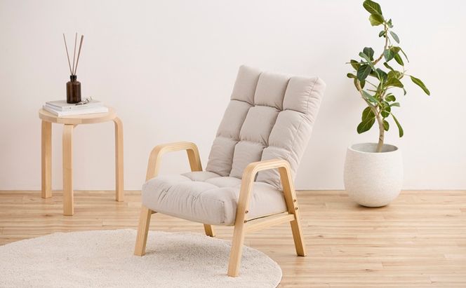 ウッドアームチェア Mサイズ WACR-M アイボリー リクライニングチェア 一人掛け リクライニング 座椅子 一人用 ソファー 高齢者 肘掛付 コンパクト ふかふか 椅子 アイリスオーヤマ