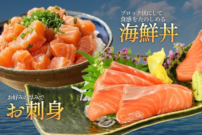 サーモン ノルウェー産 アトランティックサーモン 総重量 1kg (正味重量850g) [カネダイ 宮城県 気仙沼市 20565509] 魚 魚介類 サーモン 刺身 生食 生 アトランティック アトラン 小分け 冷凍 鮭 さけ 訳あり ノルウェー