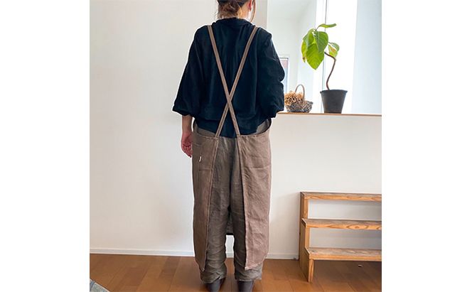 おとなの リネン エプロン（モカ） 雑貨 日用品 ファッション 