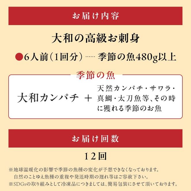 【12ヶ月定期便】大和海商　大和の高級お刺身　6人前　冷蔵　N072-G0146_1