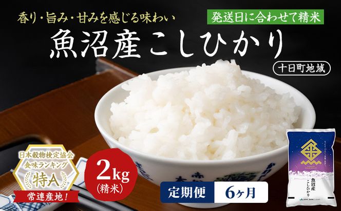 【6ヶ月定期便】魚沼産こしひかり(十日町地域) 精米 2kg 米 お米 コシヒカリ 定期 十日町市