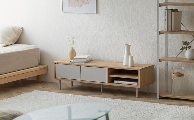 テレビ台 TV台 TVボード 収納付きAVボード LSAB-1000 ナチュラル/グレー アイリスオーヤマ テレビ AV ローボード 収納 棚 ラック リビング 木目調 