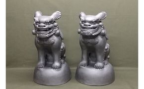 伝統工芸士の鬼師が作る 『シーサー 大サイズ 2体 』 狛犬 獅子 1対 開運 魔除 三州鬼瓦 工芸品 H064-031