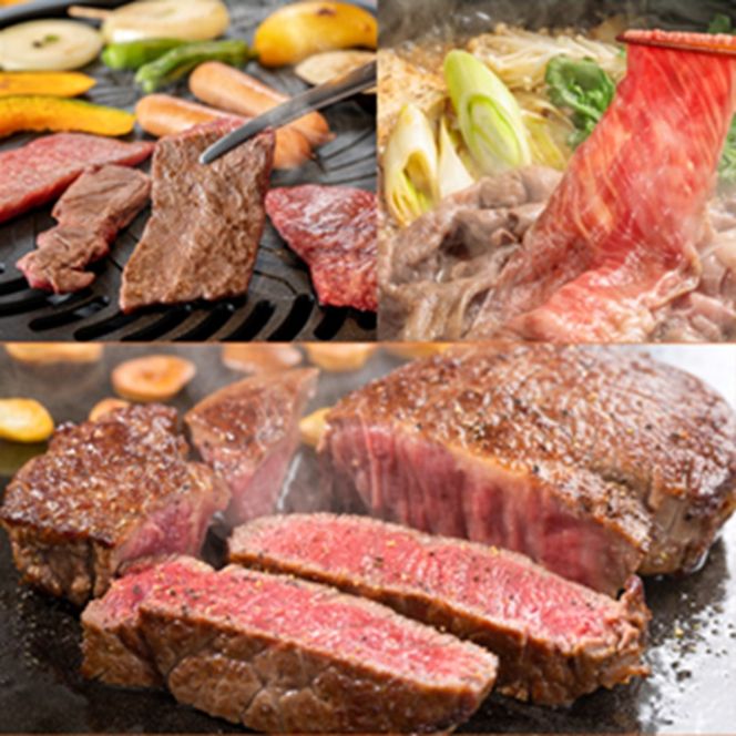 ［農林水産大臣賞受賞］備中牛 定期便3回（ロースステーキ1kg・すき焼用スライス1kg・モモバラ焼肉1kg ）合計3kg 岡山県産 黒毛 和牛 肉 お肉 牛肉 牛