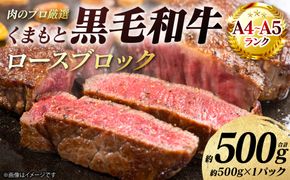 【A4～A5ランク】 くまもと黒毛和牛 ロース ブロック 約500g （約500g×1パック） 和牛 牛肉 お肉 ロース 黒毛和牛 冷凍 焼肉 BBQ おかず ギフト 熊本県 八代市
