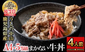 CHUZANのまかない牛丼4人前 計600g(150g×4袋) a1-134