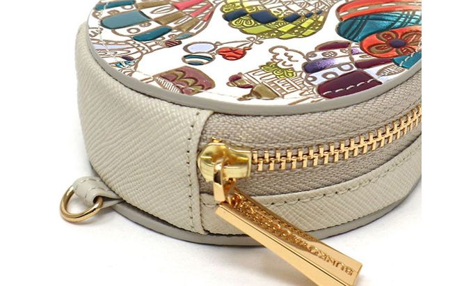 【文庫屋大関】マカロンポーチ 気球【皮革工芸品】 ポーチ ミニポーチ 小物入れ アクセサリー入れ イヤホン入れ 収納 保管ケース 手のひらサイズ  本革 革 皮革 工芸品 工芸 雑貨 ギフト プレゼント 日本製 東京