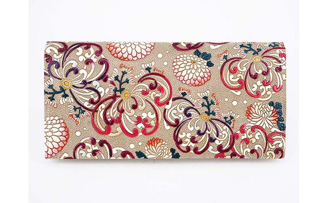 長財布 スッキリ大人の財布 束入れ 乱菊〈赤紫〉 文庫屋大関 お札を折らない 財布 レディース レザー 本革 革 文庫革 薄い スリム 軽量 スリム財布 レディース財布 お財布 札入れ 札束入れ 日本製 和風 東京