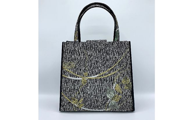 珠陽工芸トートバッグ　牛革コンビ黒葡萄柄　鞄 カバン レディース 東京 工芸品 自立型 牛革 ファッション 洋装 和装 雑貨