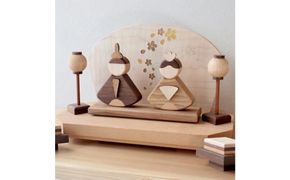 木のぬくもりを感じる コンパクト木製雛人形セット（収納箱付き） 272183_CZ025