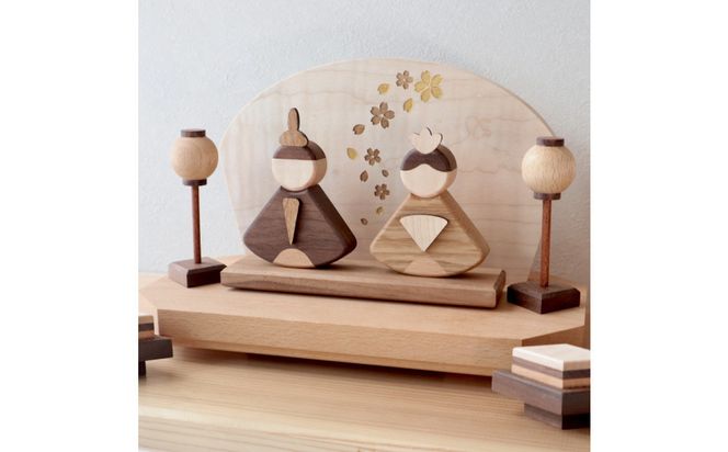 木のぬくもりを感じる コンパクト木製雛人形セット（収納箱付き） 272183_CZ025