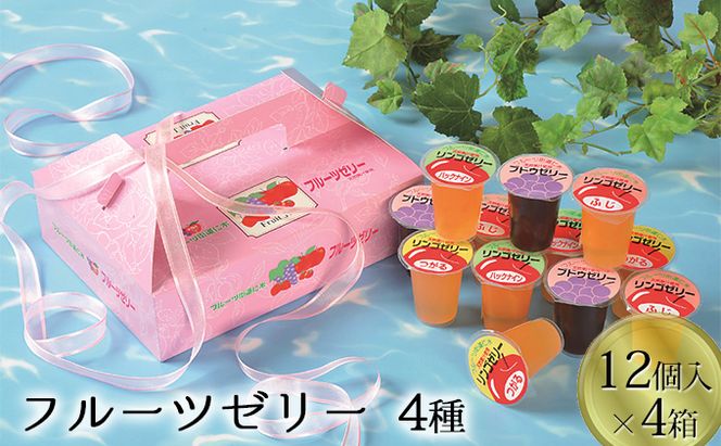 北海道仁木町産果実使用 フルーツゼリー 4箱（全48個）（ぶどうゼリー りんごゼリー3種（つがる・ハックナイン・ふじ） ）果物 ぶどう ブドウ 林檎 りんご リンゴ  [JA新おたる]
