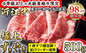 【森三商会】4等級以上の未経産雌牛限定　近江牛極上すき焼き500g（肩ロース・ウデ・モモ）【GM03U】